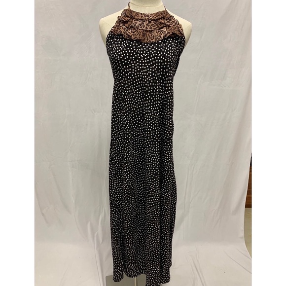 Rixo Sage Leopard & Dot Sleeveless Halter Midi Dress With Ruffles Size XL - Picture 3 of 6
